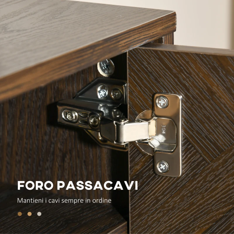 HOMCOM Mobile Porta TV fino a 55" con 2 Armadietti in Legno e Metallo, 120x39x50 cm, Marrone e Oro