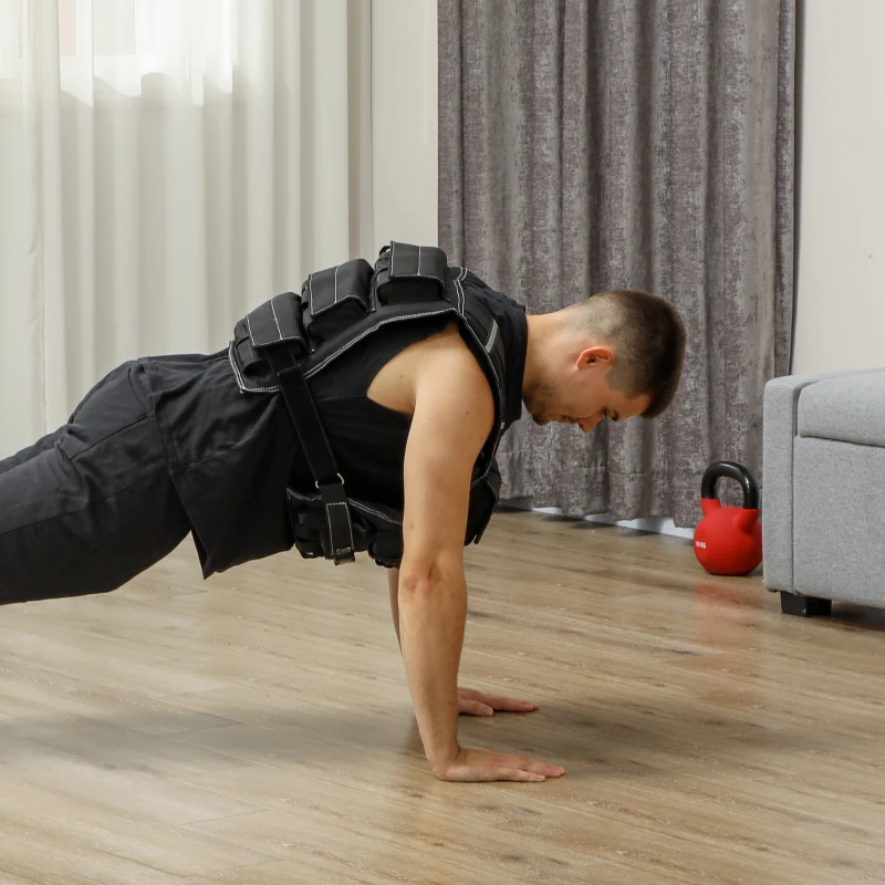 SPORTNOW 30KG Adjustable Weighted Vest, Running Weight Vest, with 30 Metal Weights, Reflective Strips, for Running, Exercise