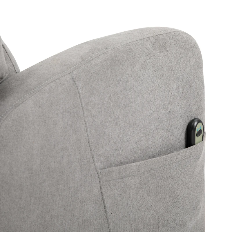 HOMCOM Poltrona Elettrica Alzapersona Reclinabile 160° con 2 Ruote Universali, Poltrona Relax Elettrica in Tessuto con Telecomando, Poggiapiedi e Tasche Laterali, Grigio Chiaro