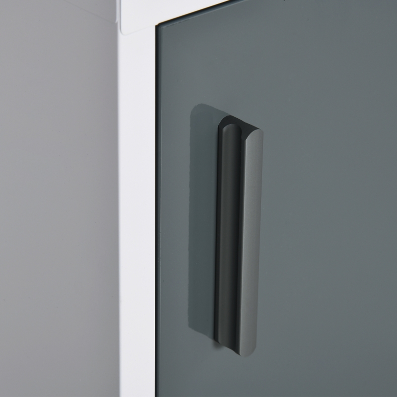 kleankin Armadietto Medicinali con 3 Ripiani e Blocco con Chiavi in Acciaio, 40x15x53.5cm, Bianco e Grigio