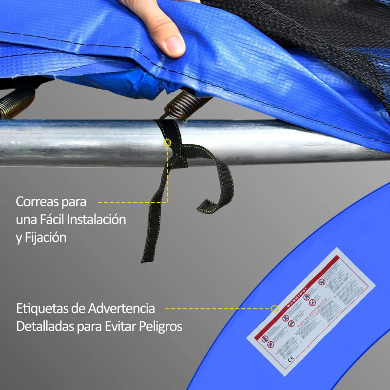 HOMCOM Cubierta de Protección Acolchada para Cama Elástica Borde de Seguridad para Trampolines con Diámetro Ø366 cm Azul