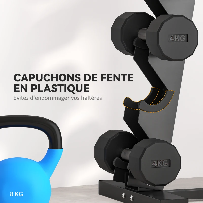 SPORTNOW Support d'haltères à 5 niveaux stockage d'haltères en acier pour musculation Charge 100 kg 35x33x66 cm Noir