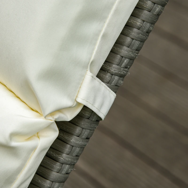 Outsunny Set of 2 Sun Lounger Cushions, Replacement Cushions for Rattan Furniture with Ties, 196 x 55 cm, Cushion ONLY, Cream White