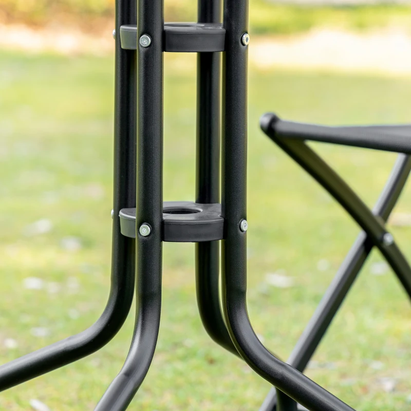 Outsunny Set da Giardino da 3 Pezzi con 2 Sedie Pieghevoli e Tavolino in Vetro Temperato per Esterni, Nero