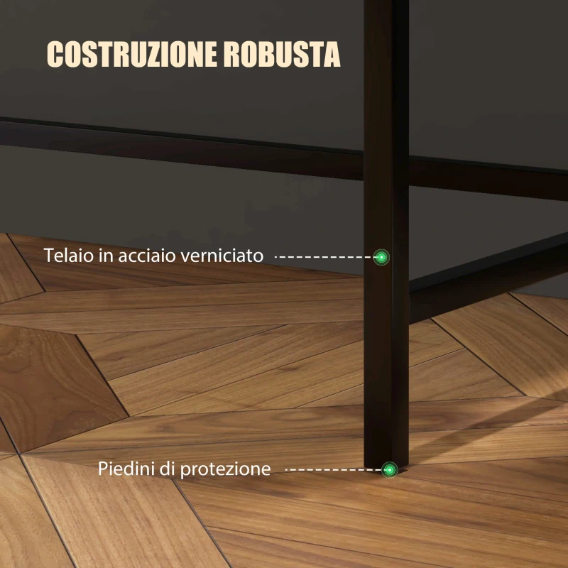 HOMCOM Scrivania 2 Cassetti con Ripiano Superiore, in Legno e Acciaio, 106x51.5x102.5 cm, Nero e color Quercia
