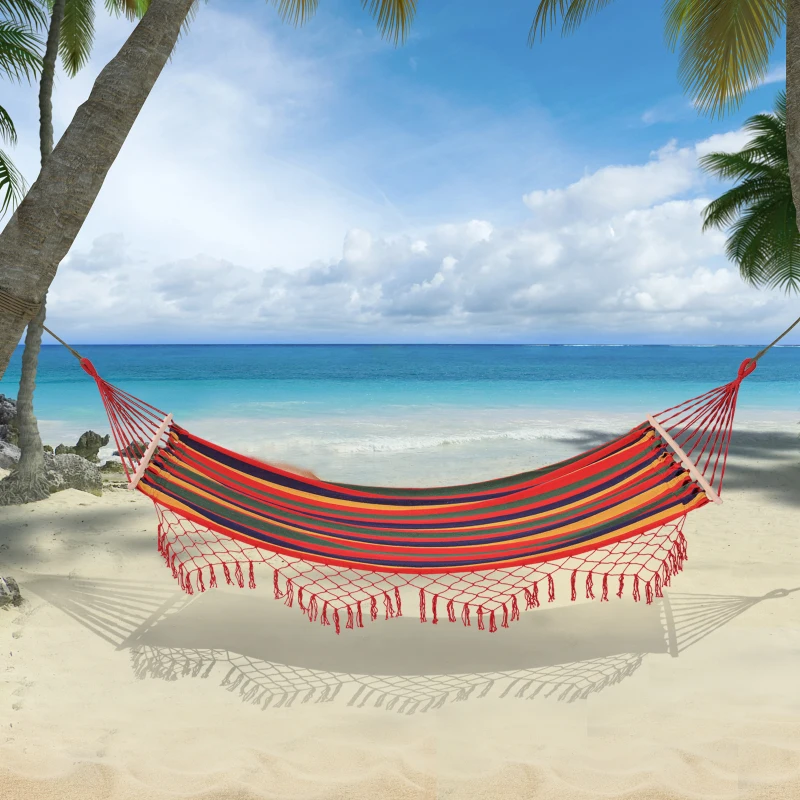 Outsunny Amaca da Giardino 2 Persone Pieghevole Facile da Montare Poliestere 200x100 cm Colorata