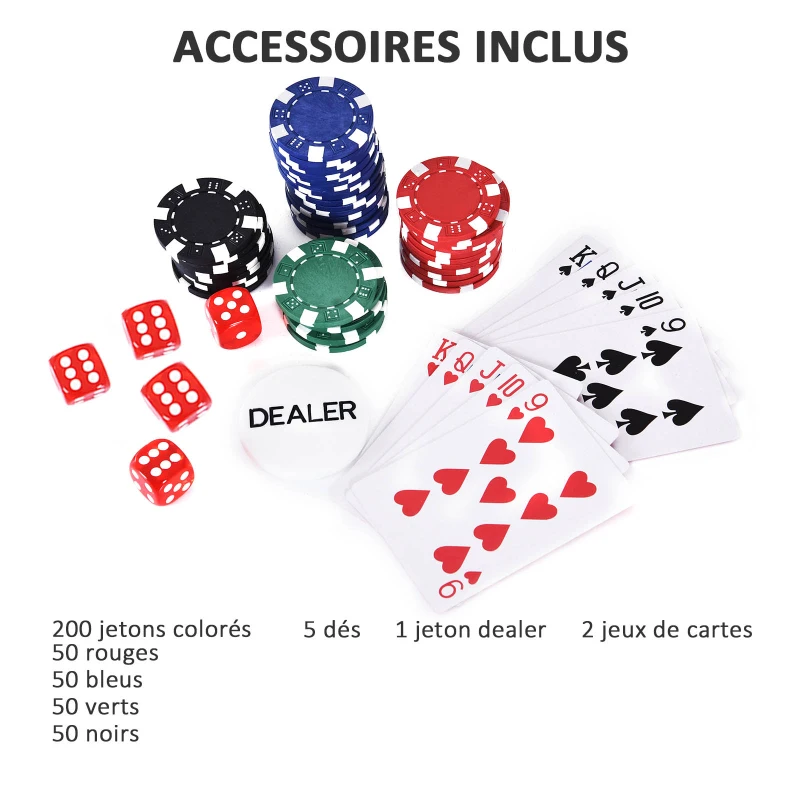 HOMCOM Mallette de Poker Coffret de Poker Complet avec 200 jetons 2 Jeux de Cartes + 2 clés Aluminium