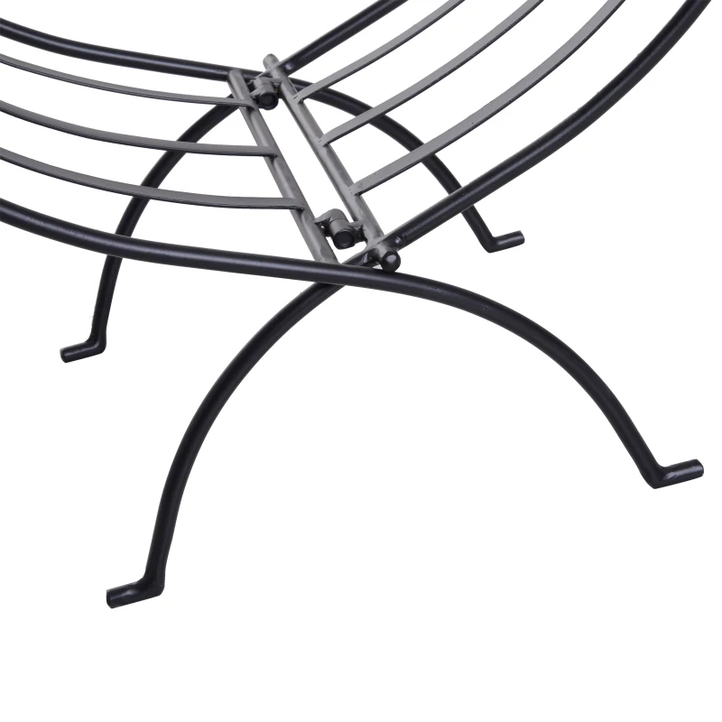 Outsunny Range-bûches rack à bûches design contemporain 60L x 35l x 45H cm pliable métal noir