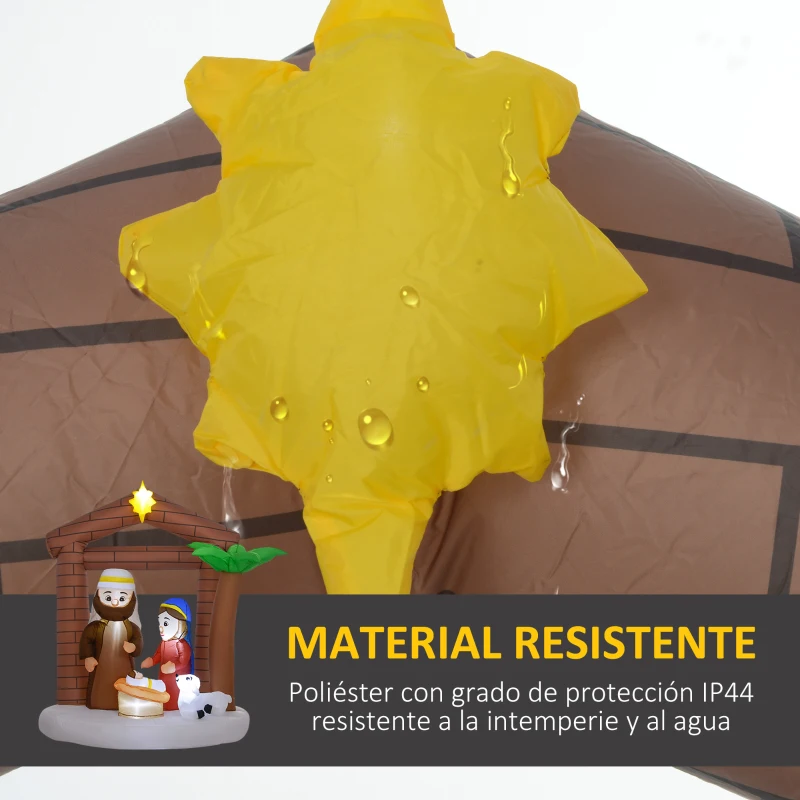 Outsunny Decoración Inflable Navideña con Luces LED e Inflador Hinchable Navidad para Exterior 150x90x185 cm Multicolor