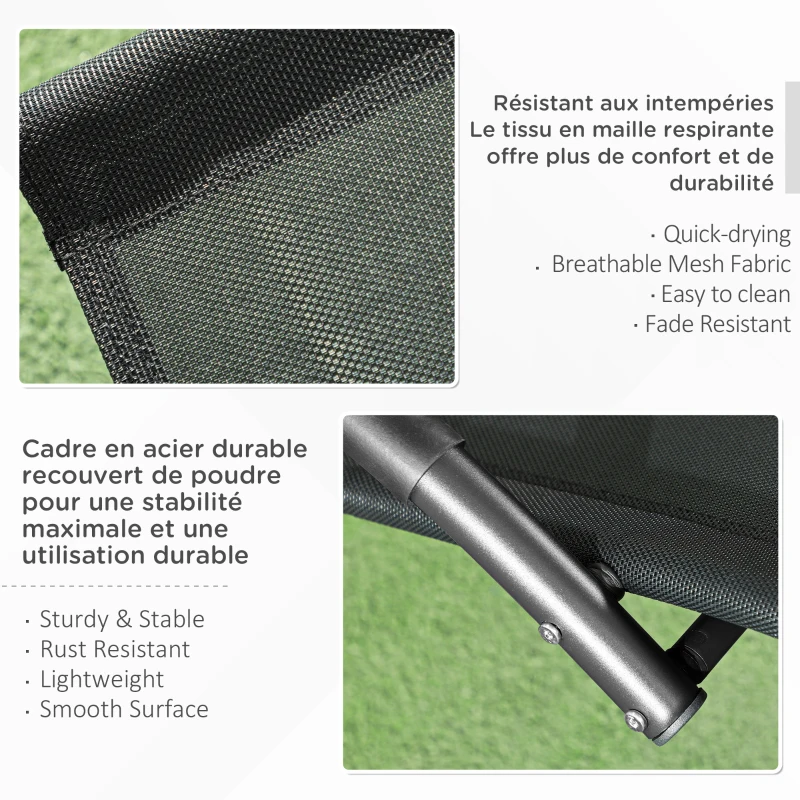 Outsunny Chaise longue à bascule avec tétière utilisation extérieure intérieure noir