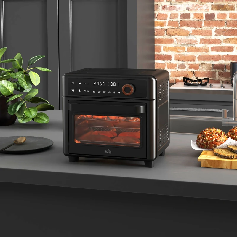 HOMCOM Air Fryer Oven, 13L Mini Oven, Multifunction Countertop Convection Oven w/ 12 Presets, Adjustable Temp and Time, 1500W