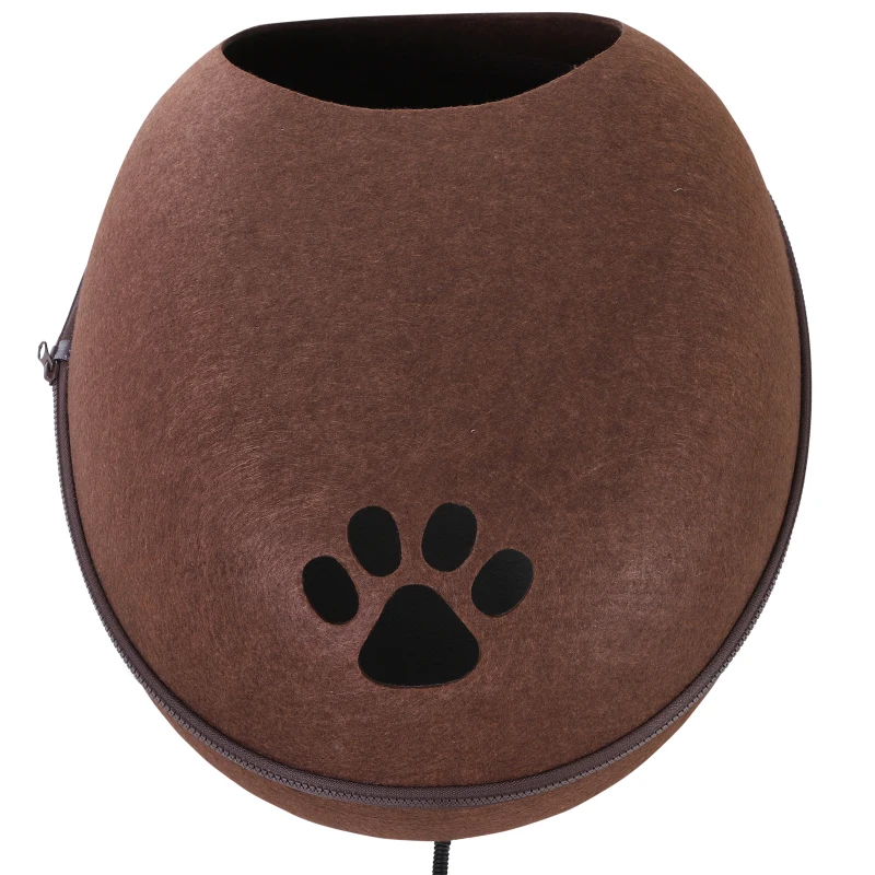 PawHut Cuccia Interni Marrone, per Gatti, Riscaldante 40 °C con Cuscino Sfoderabile e Copertura Rimovibile, Facile da Pulire