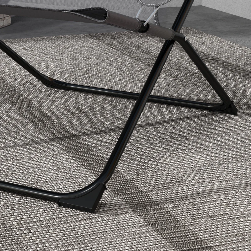 Outsunny Sedia da Giardino Pieghevole e Reclinabile su 4 Livelli, in Acciaio e Poliestere, 69x91x96 cm, Nera Grigia
