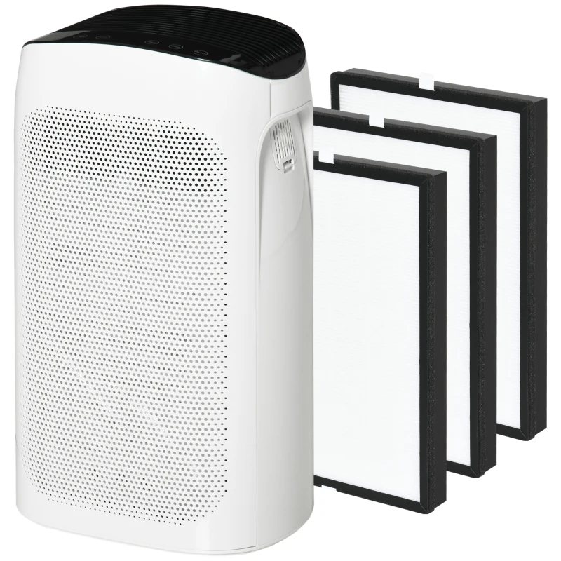 HOMCOM Purificateur d'air + Filtre pour purificateur d'air Ioniseur CADR 210m³/h minuterie filtre à charbon actif filtre HEPA