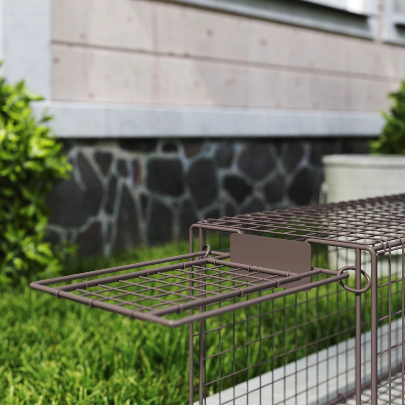 Outsunny Trampa para Animales Vivos 100x24x30 cm con 2 Puertas y Marco de Acero para Interior y Exterior Marrón