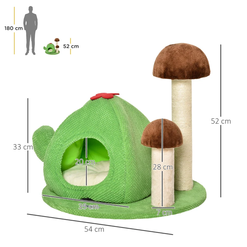 PawHut Cuccia Tiragraffi a Forma di Cactus per Gatti Fino 4.5kg, 54x54x52cm - Multicolore