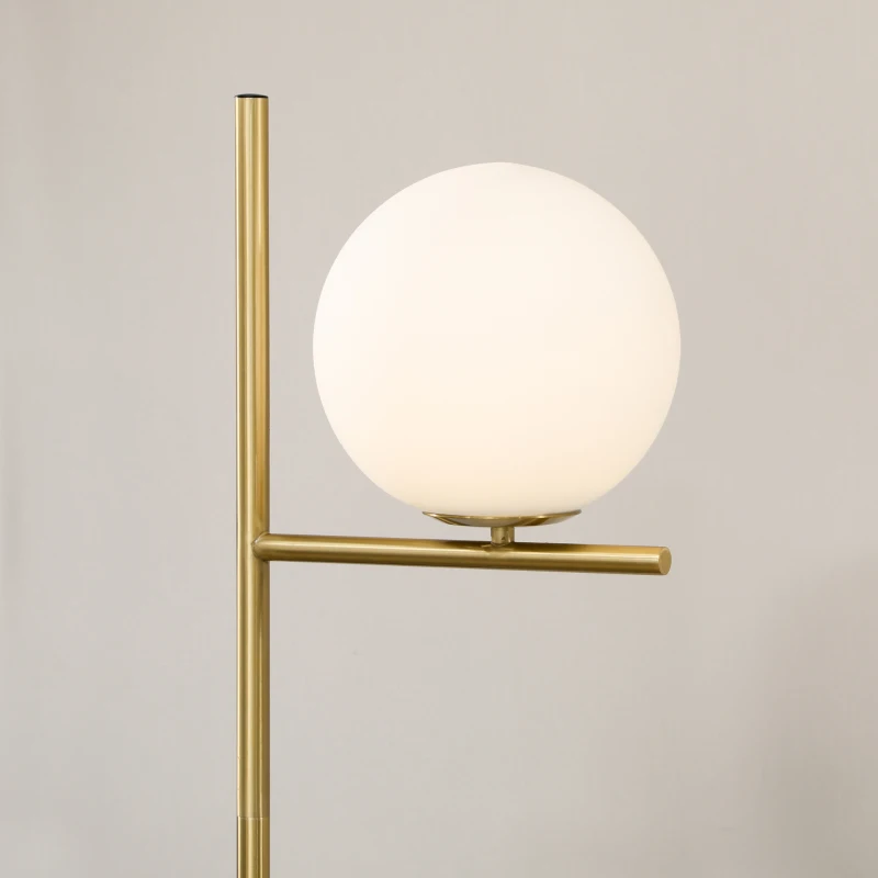 HOMCOM Lampadaire lampe à pied en métal avec abat-jour câble de 180 cm avec interrupteur à pied 30 x 25 x 159 cm or blanc