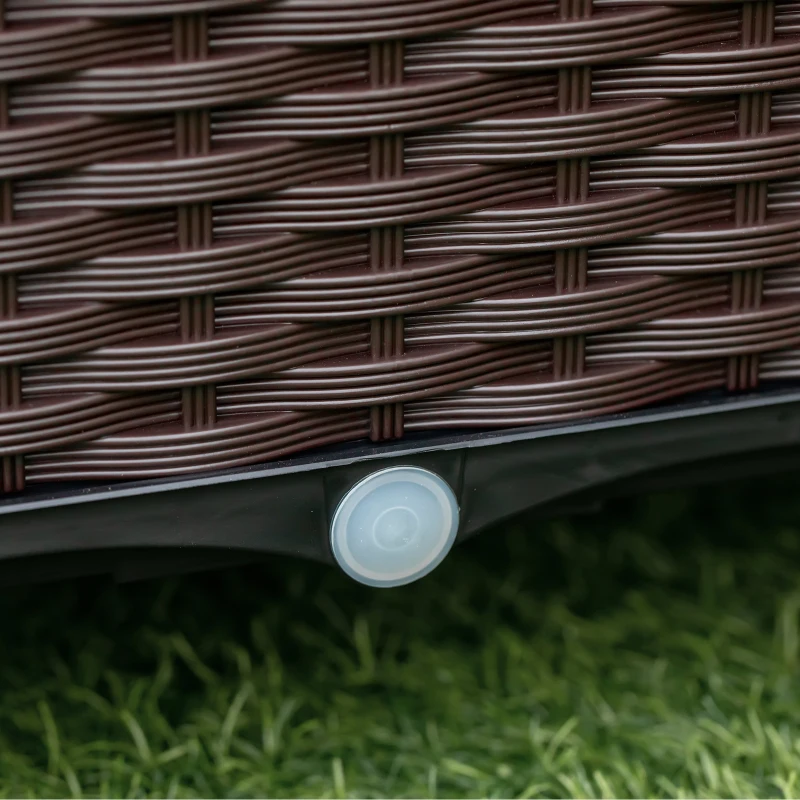 Outsunny Jardinière sur roulettes dim. 40L x 40l x 31H cm Insert d'irrigation Plastique Imitation rotin tressé Chocolat