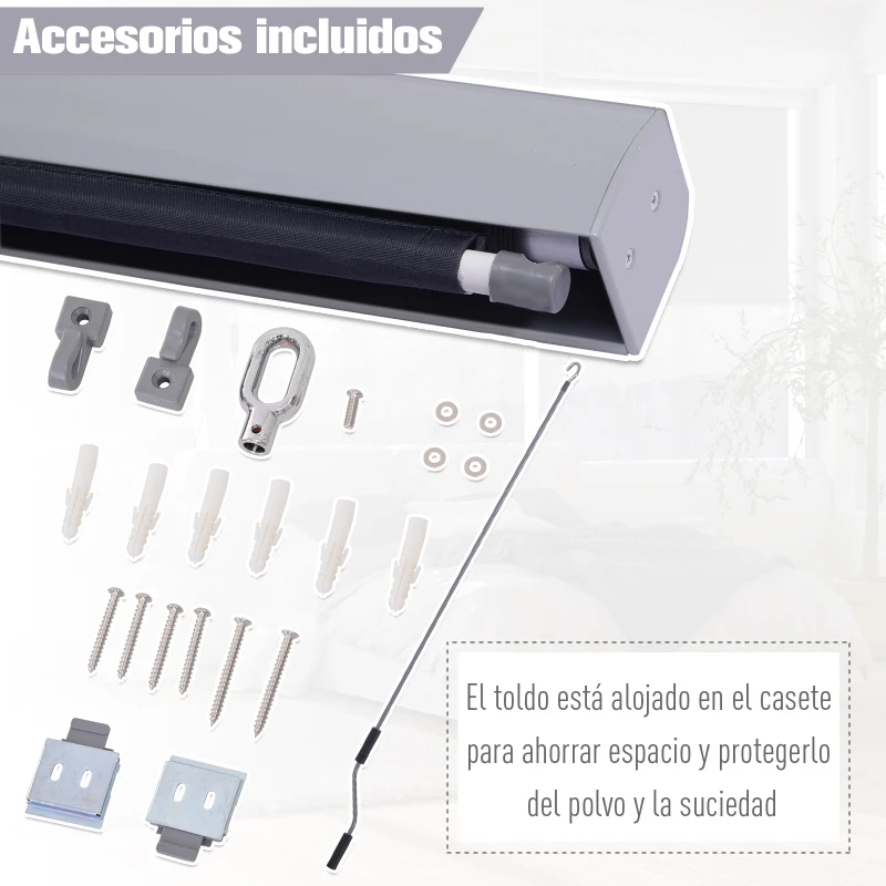 Outsunny Toldo Vertical Enrollable con Manivela Protección UV para Interior y Exterior Balcón Porche Terraza 140x250 cm Gris