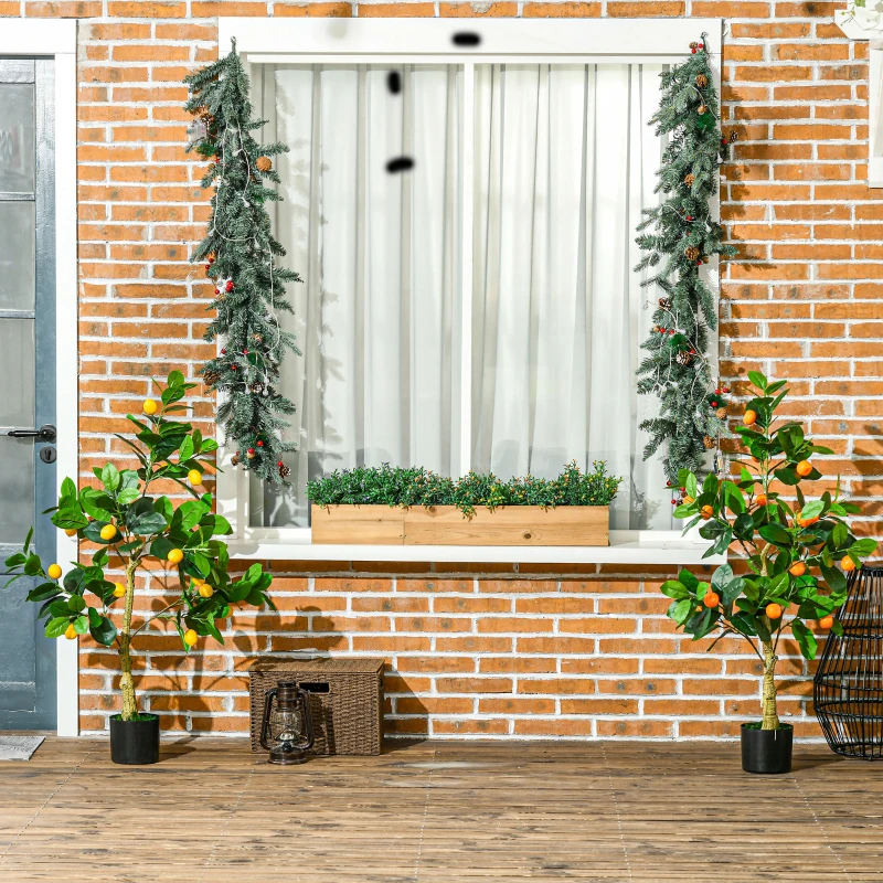 HOMCOM Set 2 Piante Artificiali di Limone e Arancia Alte 120cm per Interno con Vaso