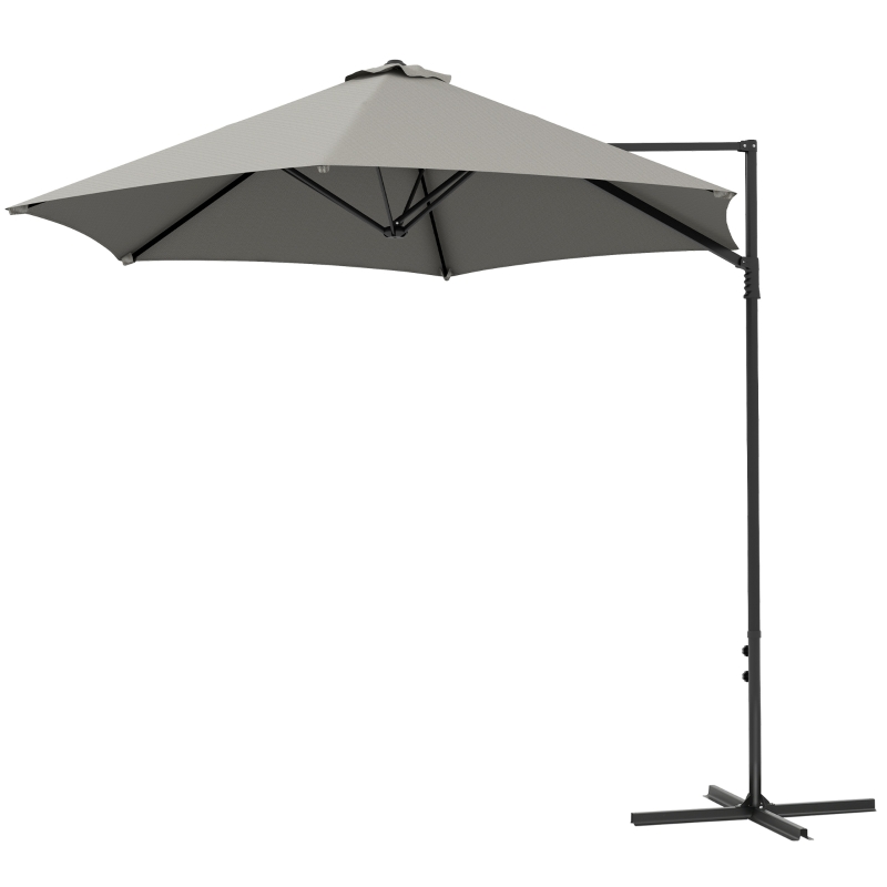 Outsunny 2.5m Rotating Cantilever Parasol - Light Grey
