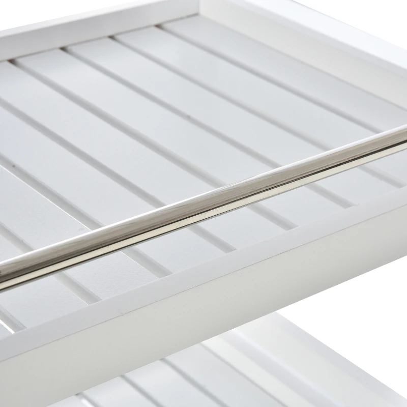 HOMCOM Carrello da Cucina Portavivande in Legno con 3 Ripiani e Ruote, 45x38x78cm, Bianco