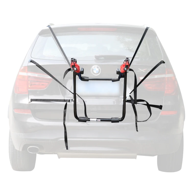 HOMCOM Portabicicletas Trasero Portón Plegable con Correas Hasta 3 Bicis Soporte de Bici Universal Carga 40kg 68x52x60cm Metal