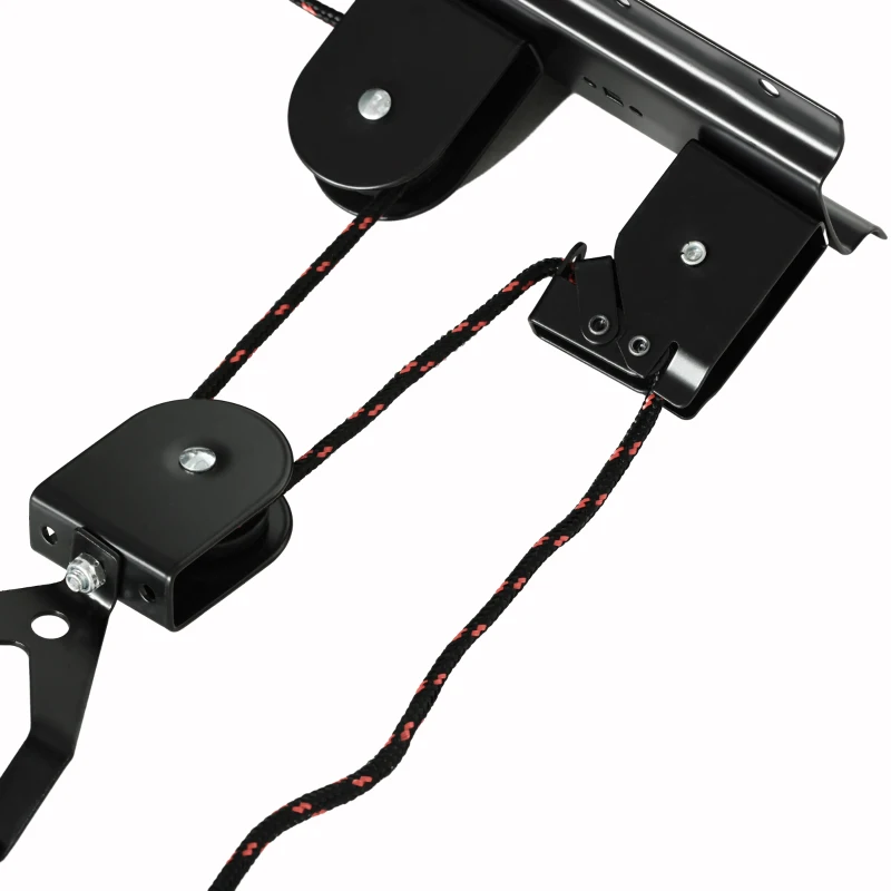 SPORTNOW Élévateur de vélo support vélo plafond fixation murale avec poulie capacité de chargement 20 kg acier noir