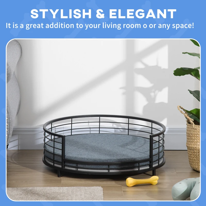 PawHut Raised Pet Bed, with Soft Cushion, for Small Dogs - Black