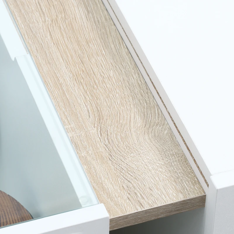 HOMCOM Tavolino da Salotto Moderno con Ripiani e Scomparti Nascosti in Legno e Vetro, 100x55x36cm