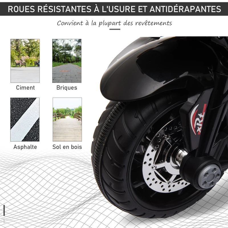HOMCOM Moto électrique pour Enfants 3 à 6 ans, moto électrique 3 Roues 6 V, 3 Km/h Voiture électrique Enfants avec Effets Lumineux et sonores Rouge(m-6)