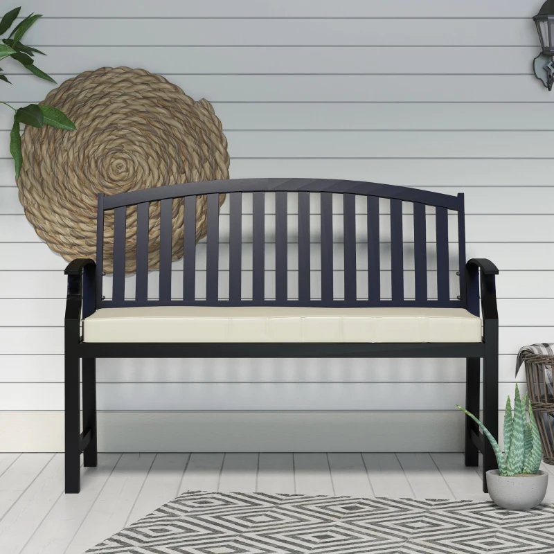 Outsunny Coussin de Banc de Jardin déhoussables - Rembourrage 8 cm - Cordons d'attache - Polyester crème