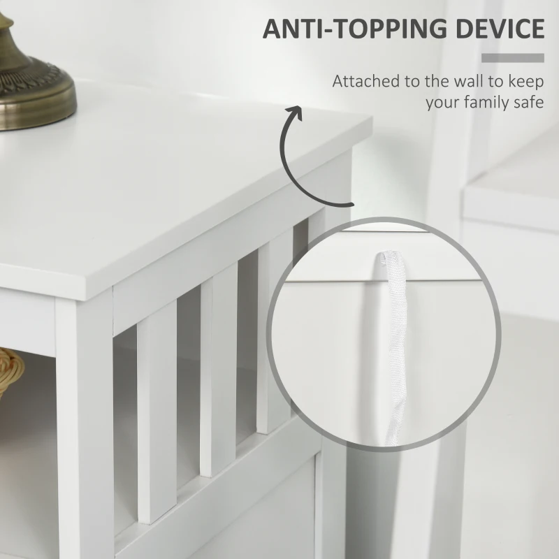 HOMCOM Kitchen Console Table/Buffet Sideboard/Wooden Storage Table with 2-Level Cabinet and Open Shelf, White