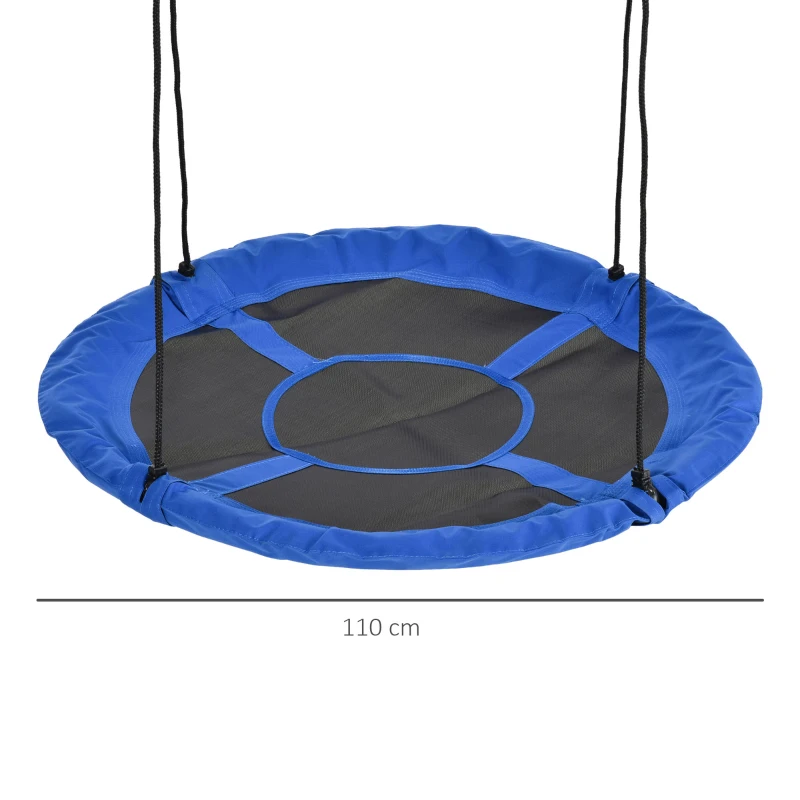 Outsunny Balançoire nid d'oiseau Ronde balançoire Panier Ø 110 cm 4 Anneaux Inclus métal époxy Oxford Haute densité Bleu