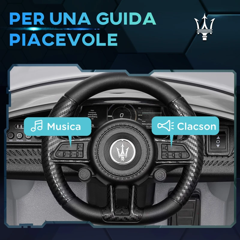 AIYAPLAY Macchina per Bambini 12V Maserati Gran Turismo Folgore con Telecomando, Età 3-5 Anni, Grigio
