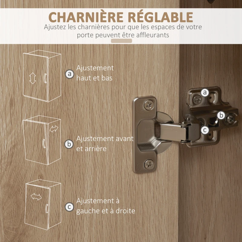 HOMCOM Buffet Meuble de Rangement sur pied de fer avec 2 placards 1 tiroir et 2 niches Aspect Bois - 75 x 40 x 120 cm