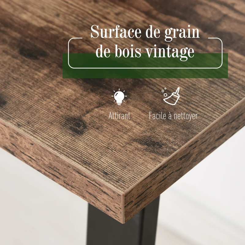 HOMCOM Bureau Design Industriel châssis métal Noir Plateau Panneaux Particules Coloris boisé
