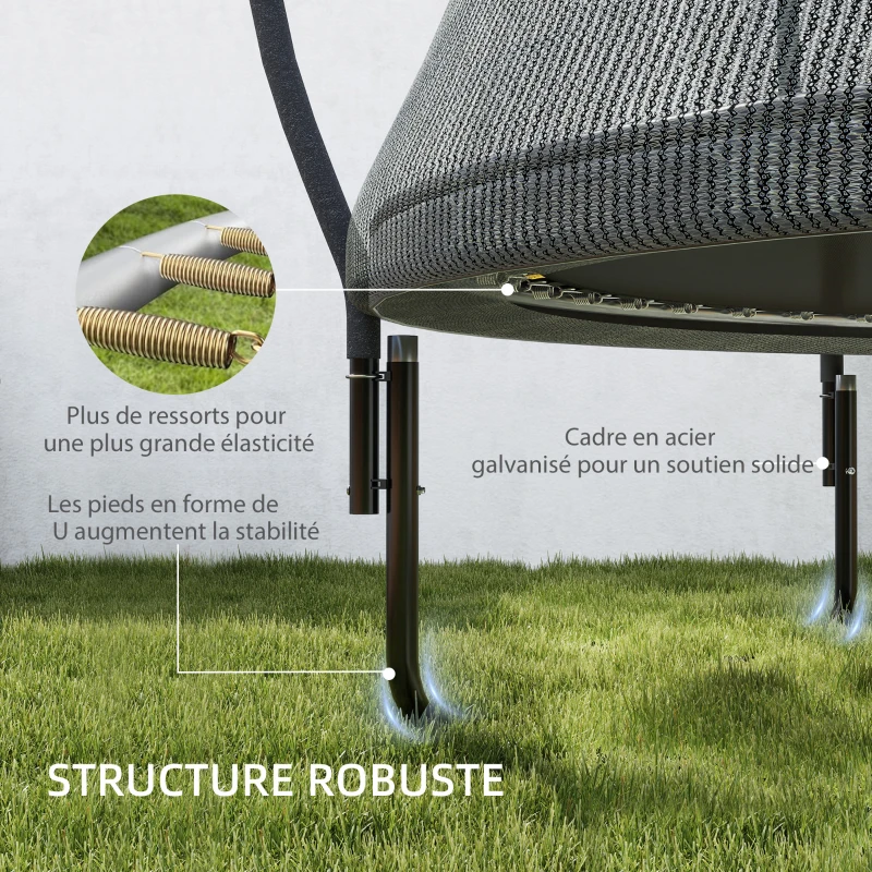 SPORTNOW Trampoline de jardin trampoline extérieur filet de sécurité 54 ressorts à haute tension Ø 305 x 240 cm noir