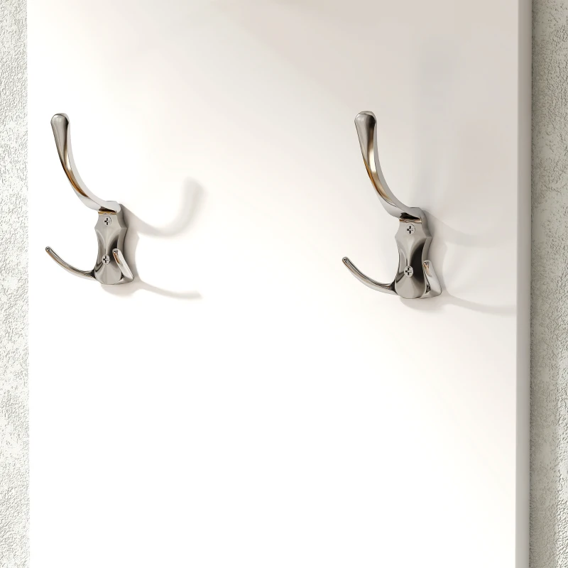 HOMCOM Porte-manteau mural meuble d'entrée avec étagère, 2 crochets et barre en aluminium, pour entrée, couloir, chambre