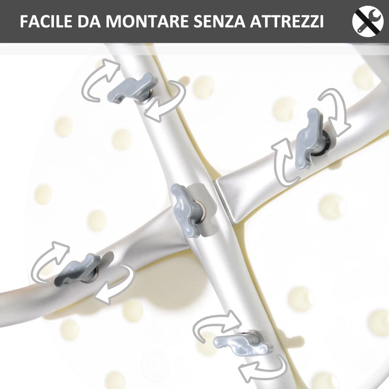 HOMCOM Sgabello da Doccia per Anziani con Ausilio Rotondo, Sedia da Bagno per Disabili con Altezza Regolabile 8 Posizioni, Piedini Antiscivolo, in Alluminio e PE, Bianco