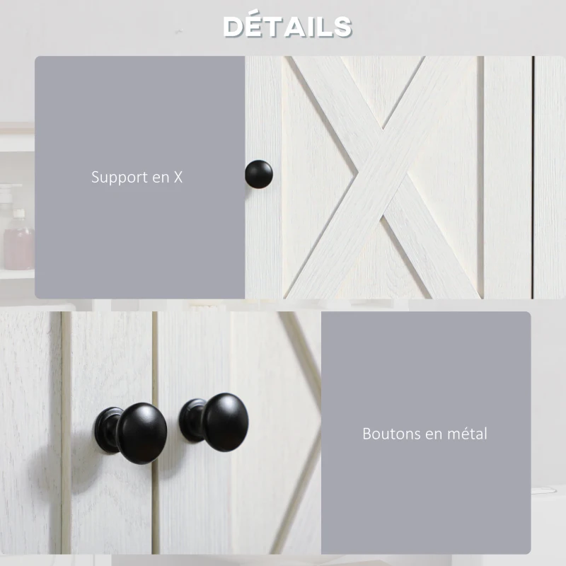 kleankin Armoire murale, armoire salle de bain avec placard à portess et compartiment ouvert, dim. 60 x 19,5 x 52,5 cm, blanc