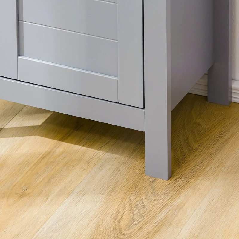 kleankin Armario Alto de Baño Moderno Mueble Columna de Baño con 1 Puerta Estante Ajustable y 3 Compartimentos 39x30x168 cm Gris