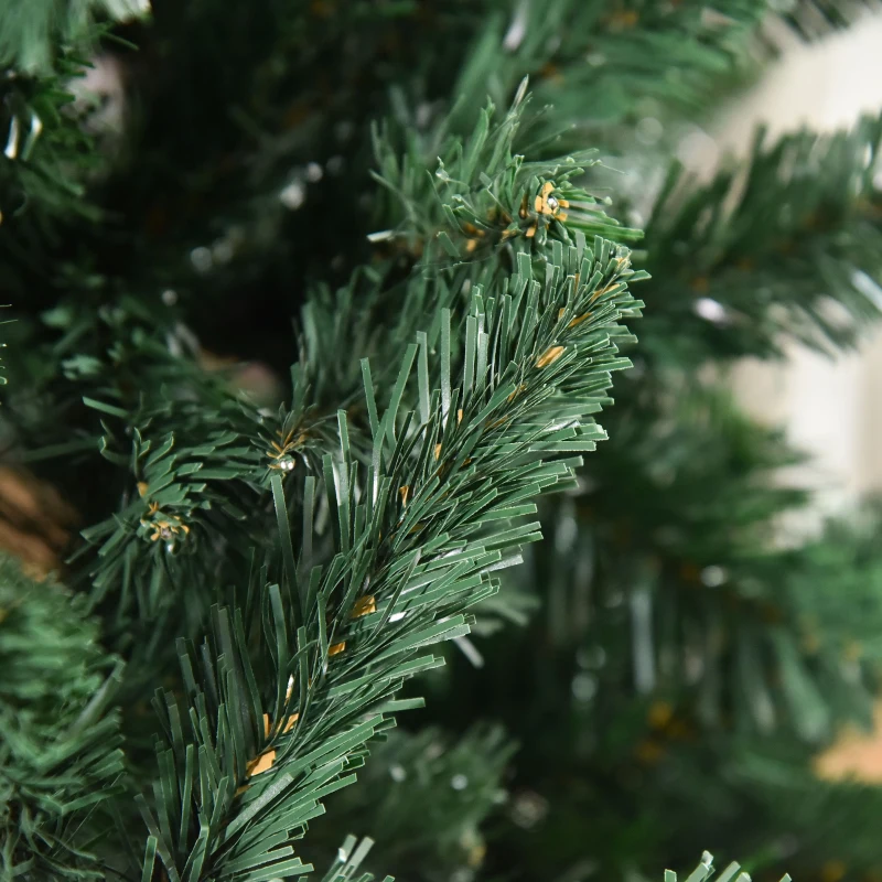 HOMCOM Árbol de Navidad Artificial 210 cm Ignífugo con 1064 Ramas con 2 Tipos de Puntas de PVC Base Plegable y Soporte de Acero Decoración Navideña de Interior Verde