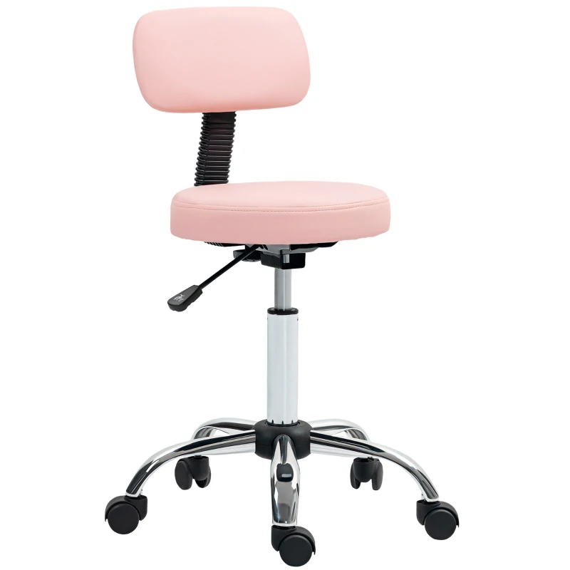 HOMCOM 360° Swivel Seat Salon Stool - Pink