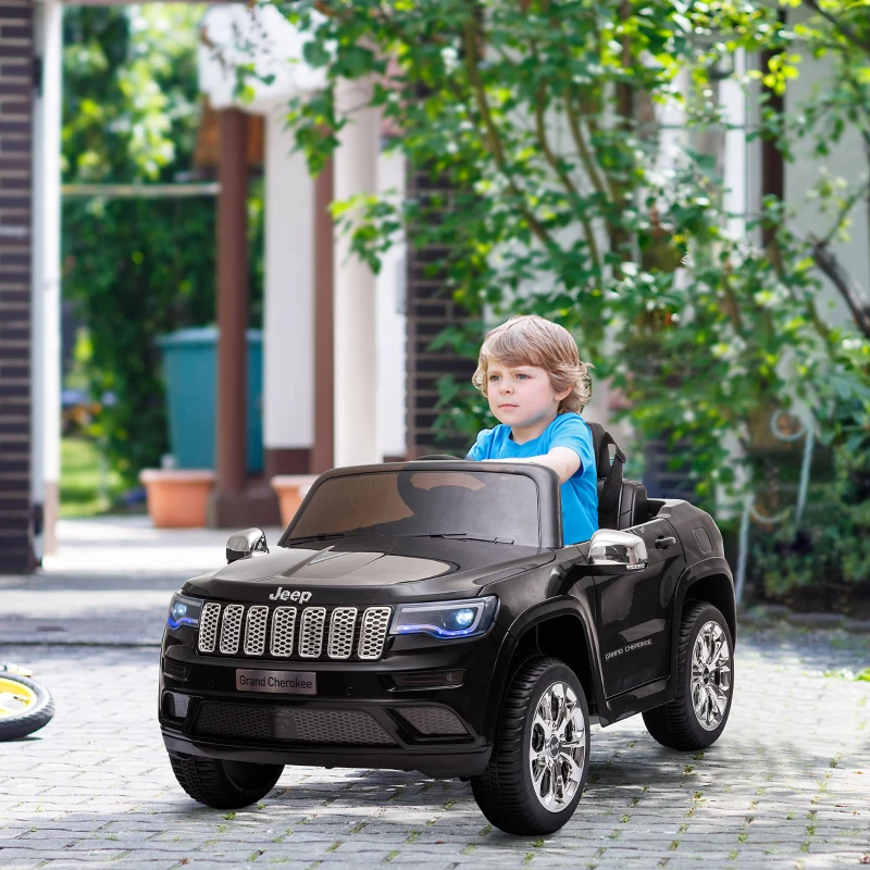 HOMCOM Macchina Elettrica Jeep per Bambini 12V, Guida Manuale e con Telecomando Velocità 0-3km/h, 114x76x58cm, Nero
