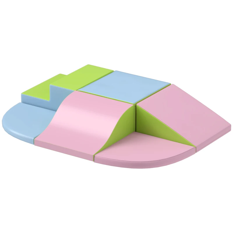 HOMCOM Juego de 6 Bloques de Construcción Figuras de Construcción Juguete para Aprendizaje para Escalar y Gatear Multicolor