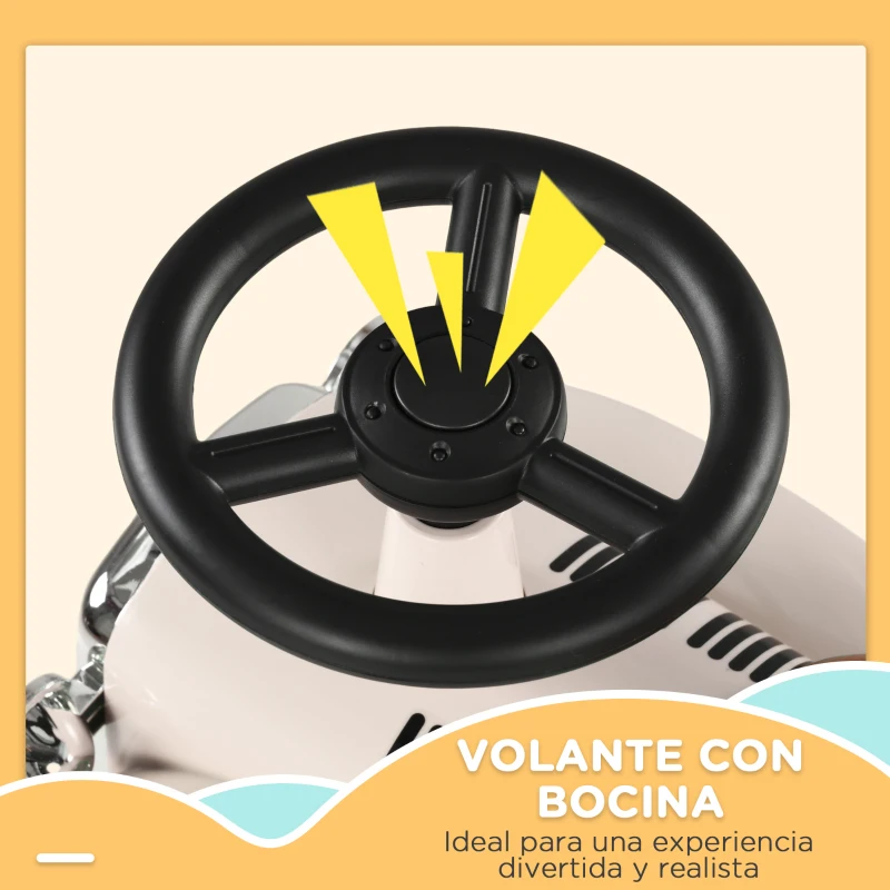 AIYAPLAY Coche Correpasillos para Bebés de 12 a 36 Meses con Bocina Compartimento de Almacenaje y Volante 58x27x35 cm Crema