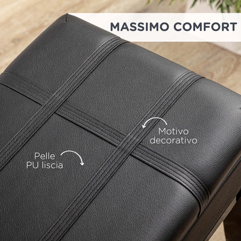 HOMCOM Sgabello per Pianoforte con Altezza Regolabile e Contenitore in Legno e Finta Pelle, 63x35x46-56cm, Nero