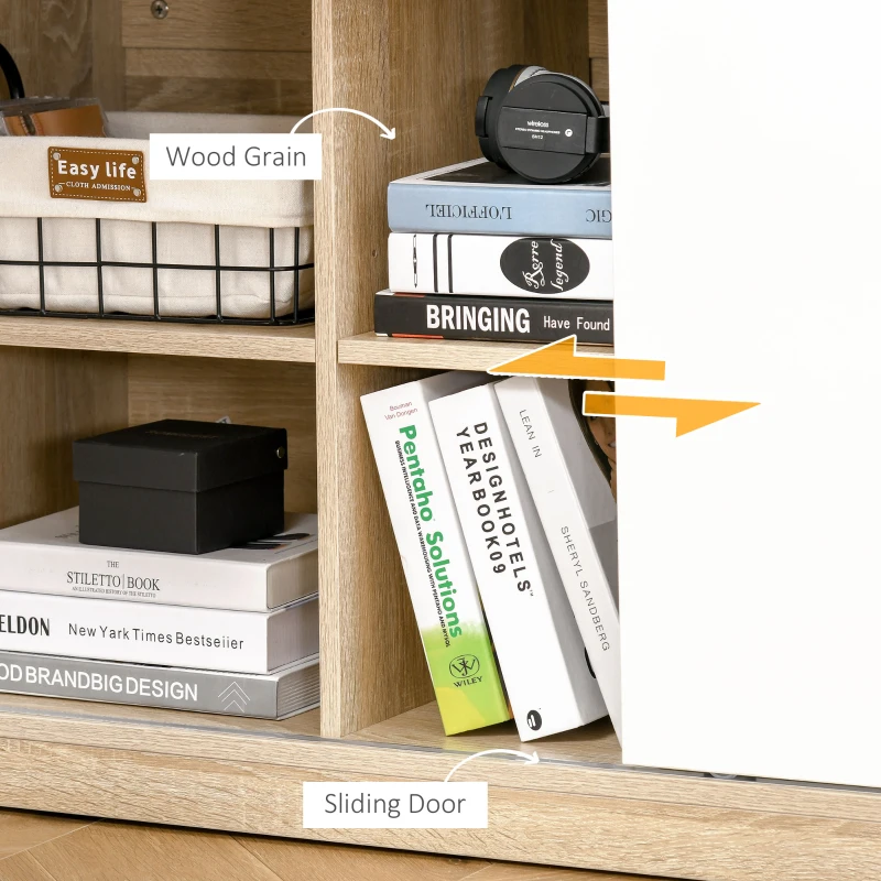 HOMCOM L-Shaped Home Office Computer Desk with Storage Shelf, Drawer, Corner PC Table Writing Workstation, Oak Beige White