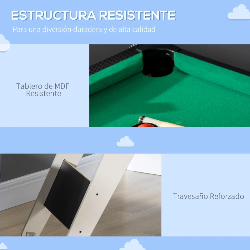 HOMCOM Mesa Multijuegos 6en1 para Niños de +7 Años con Ruedas Billar Futbolín Ping-Pong Anillas Hockey 120x88x79cm Negro